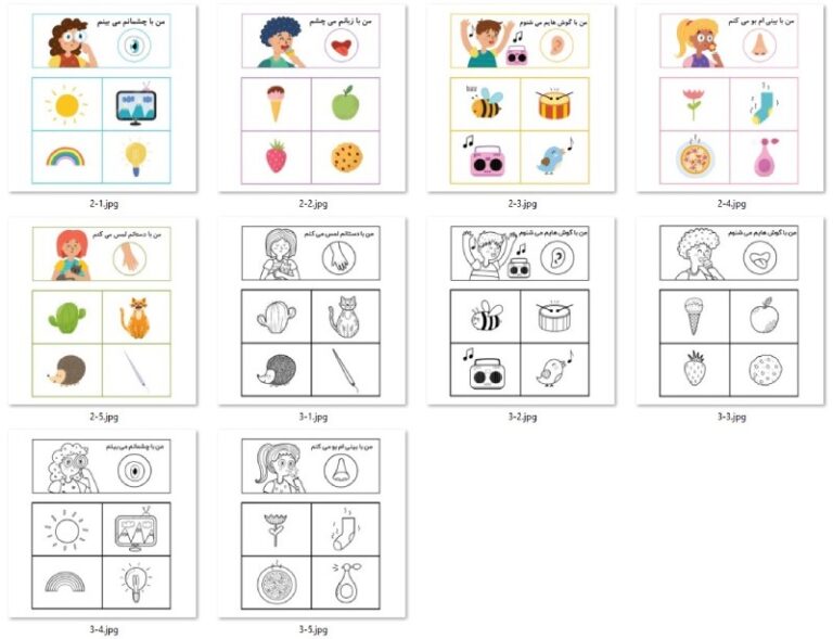 فلش کارت های حواس - علوم پیش دبستانی