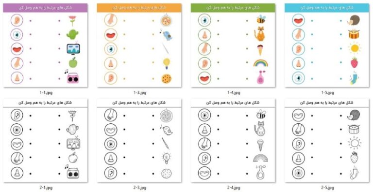 کاربرگ های حواس - علوم پیش دبستانی