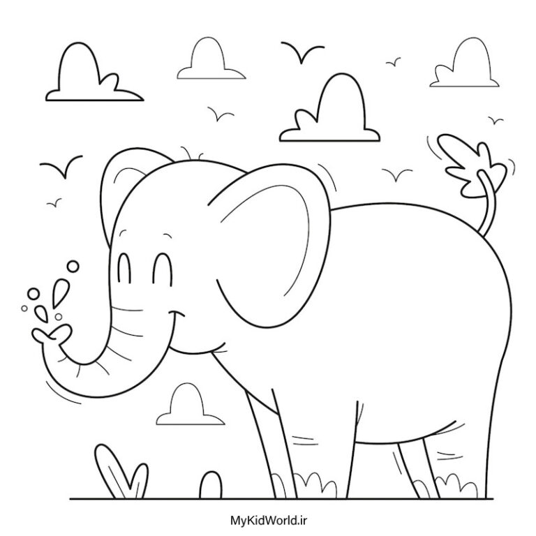 کاربرگ رنگ آمیزی حیوانات فیل
