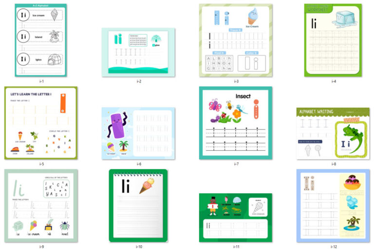 کاربرگ های الفبای انگلیسی حرف Ii