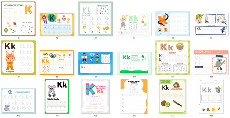 کاربرگ های الفبای انگلیسی حرف Kk