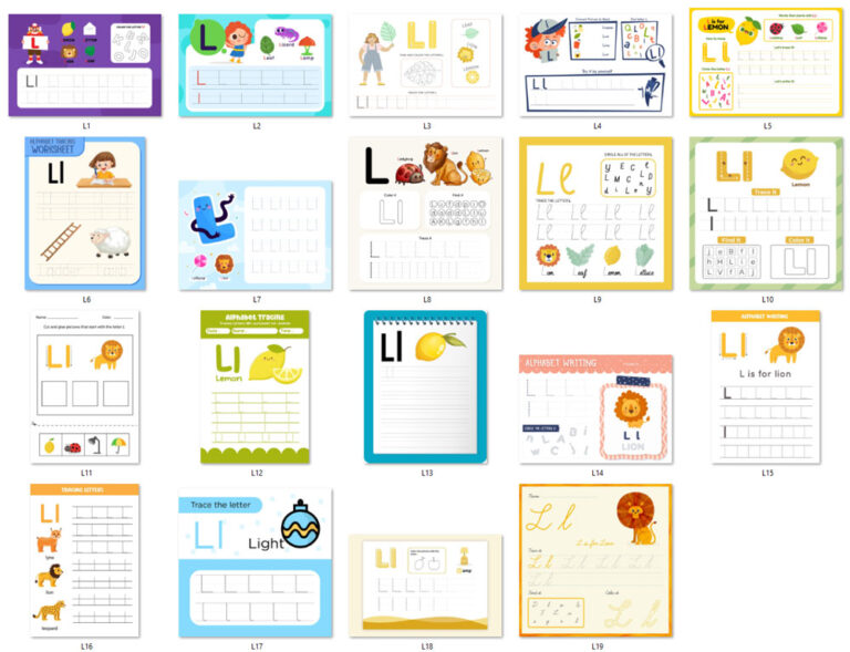 کاربرگ های الفبای انگلیسی حرف Ll