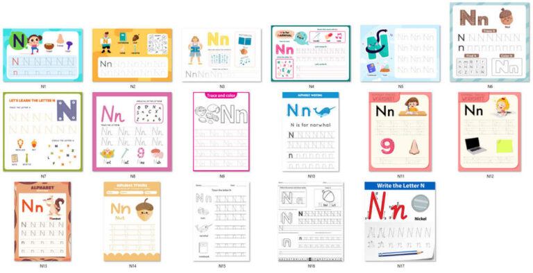 کاربرگ های الفبای انگلیسی حرف Nn