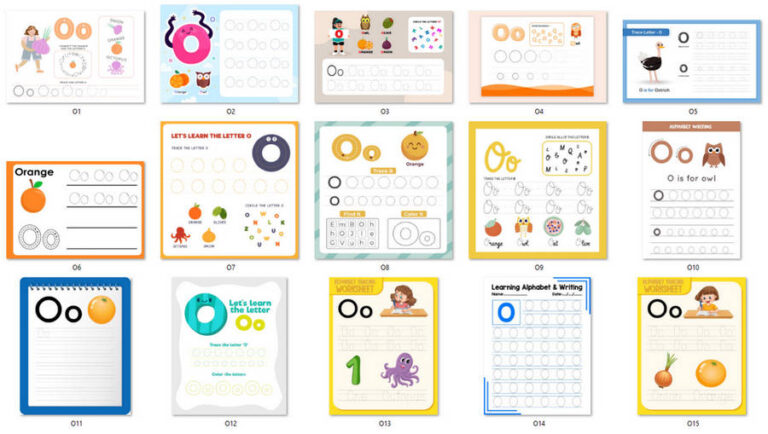 کاربرگ های الفبای انگلیسی حرف Oo