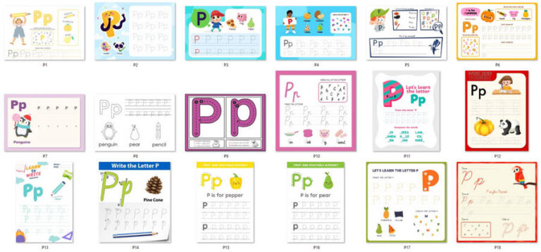 کاربرگ الفبای انگلیسی حرف Pp